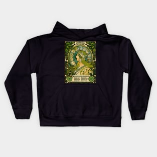 Emerald Green Astrology Poster | Alphonse Mucha Kids Hoodie